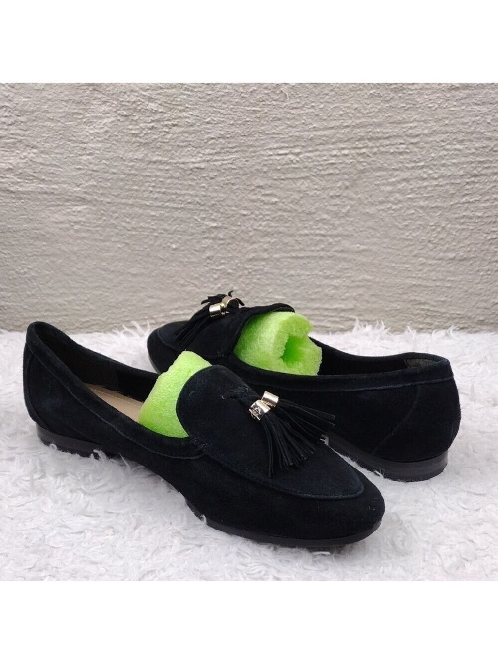 Charter Club Margott Black Suede Leather Tassel Upper Low Heel Loafer Shoe